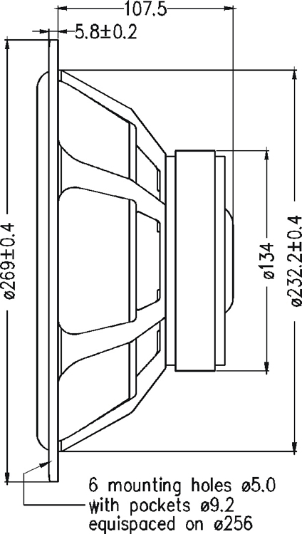 SEAS H1305-08 CA26RFX 2 inch 8 ohm loudspeaker driver view 3