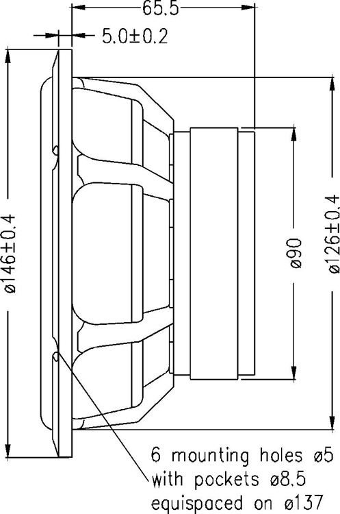 SEAS H1520-08 U16RCY/P 5 inch 8 ohm loudspeaker driver view 3