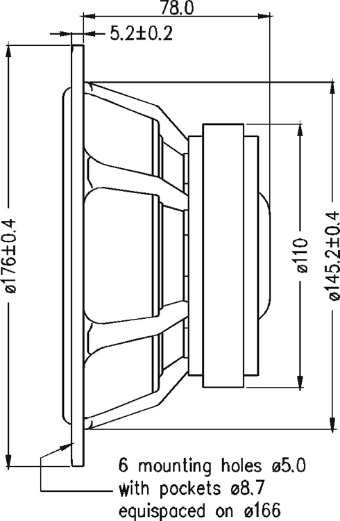SEAS H1571-08 U18RNX/P 6.5 inch 8 ohm loudspeaker driver view 3